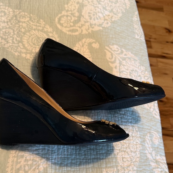 Tory Burch Navy Patent Peep-Toe Heels main image 1